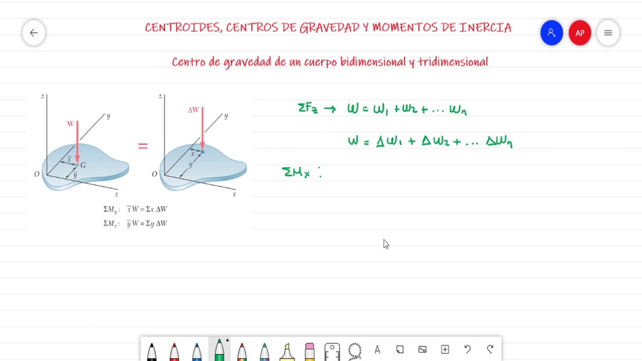 centro de gravedad de un cuerpo bidimensional
