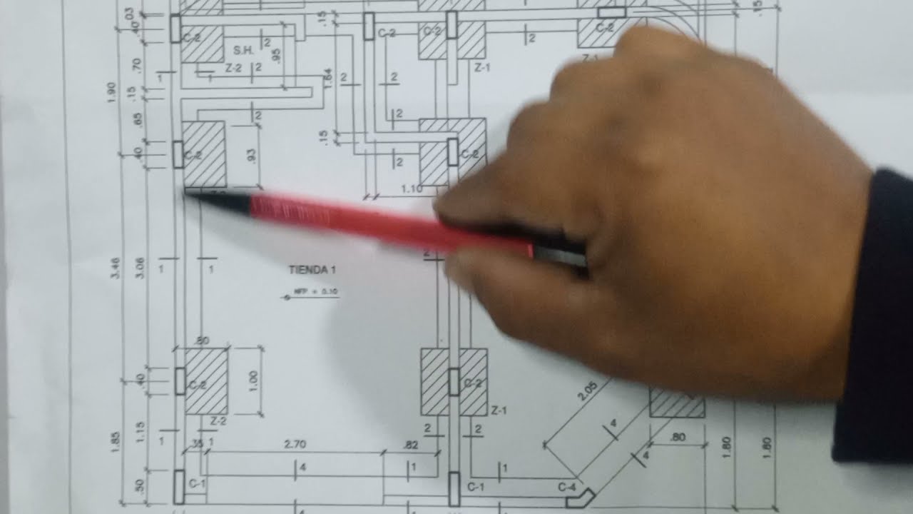 como se representa una columna en un plano