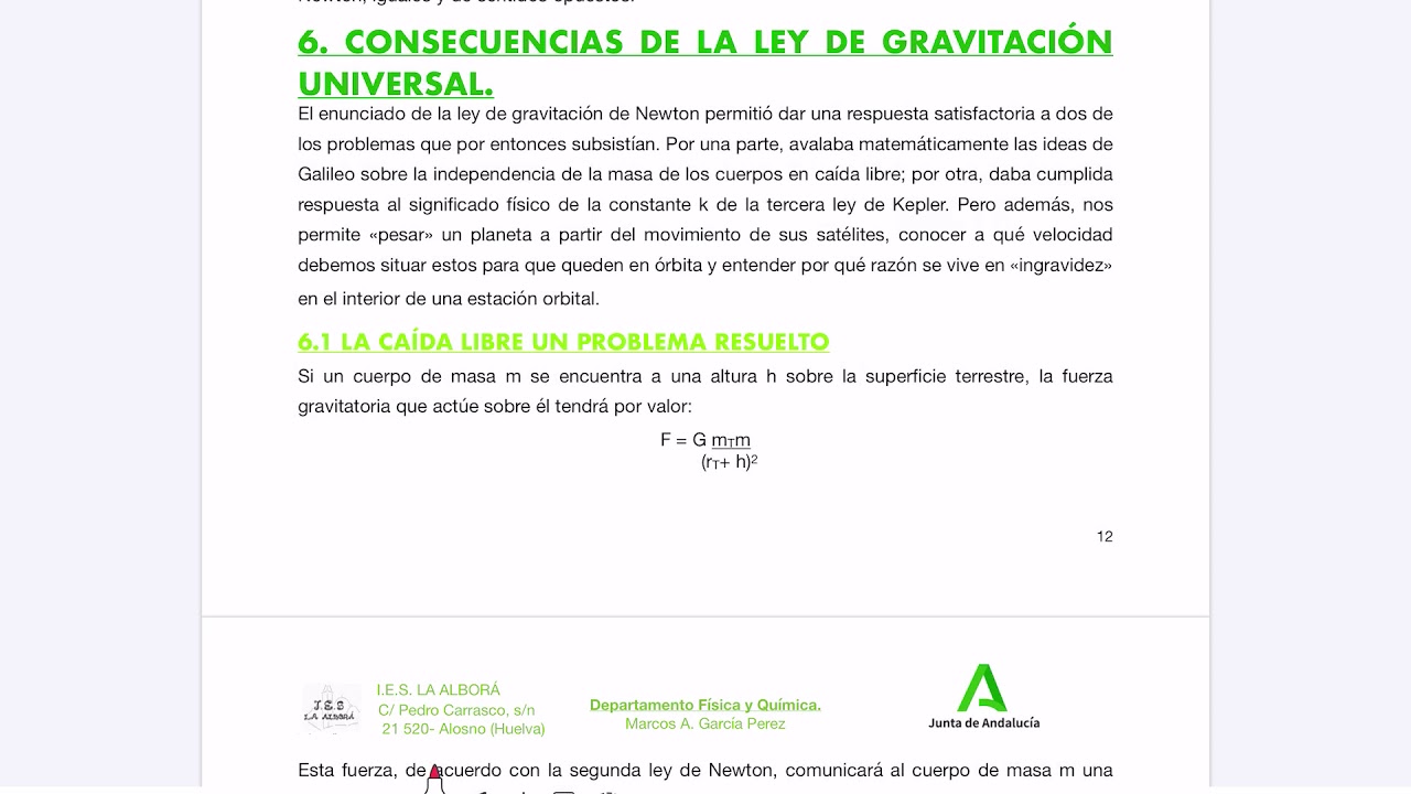 consecuencias de la ley de gravitacion universal